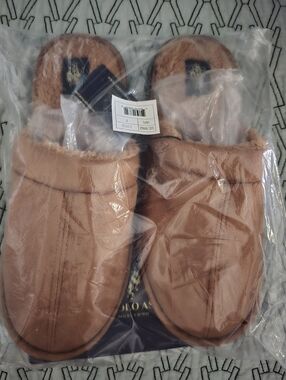 U.S. POLO ASS0N.Cozy Faux-Suede Lined Slippers - Camel